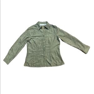 Sarah Bentley green suede over coat.   T32